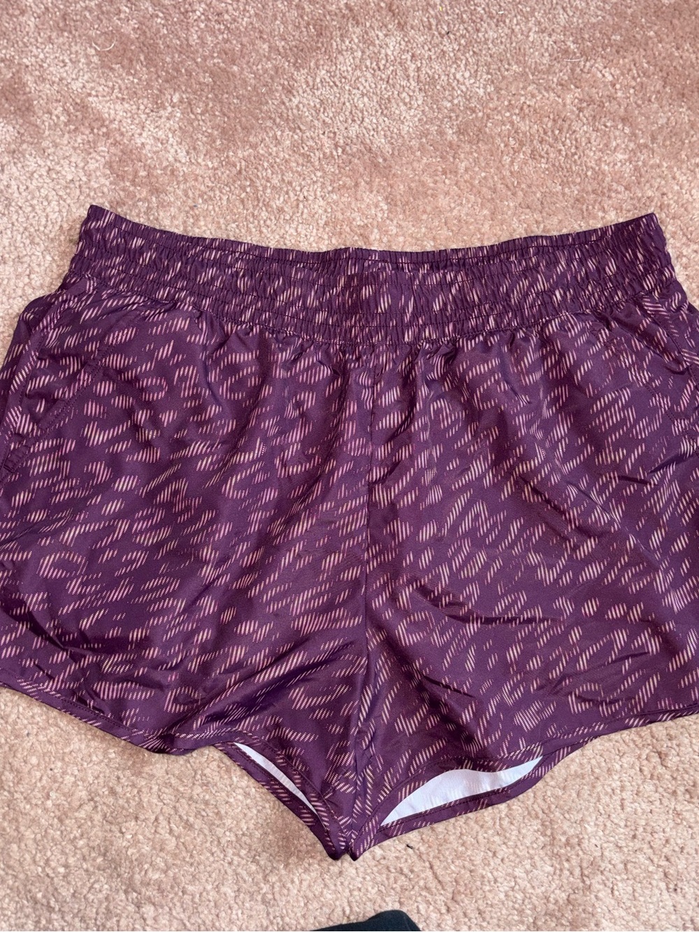 Women's Patterned Purple Work Out Shorts with Elastic Waist